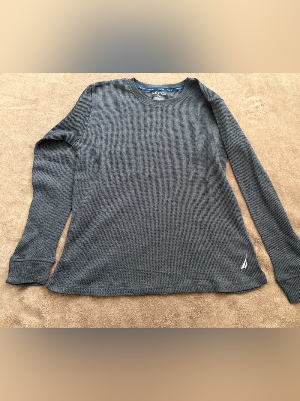 Nautica Charcoal Waffle Thermal Crewneck